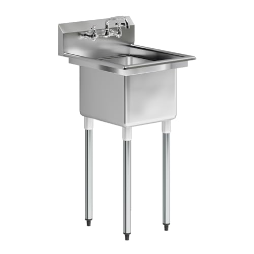 Image of Stainless Steel Prep & Utility Sink | 304 Stainless Steel | Restaurant, Kitchen, Laundry, Garage (Bowl Size: 16 inch x 14 inch + Faucet)