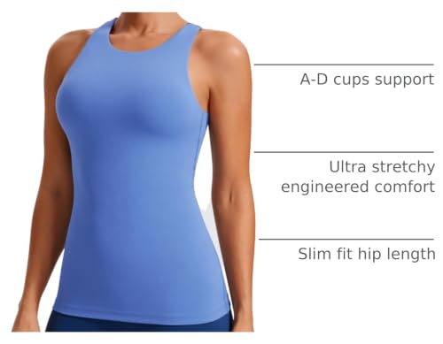 Image of CRZ YOGA Butterluxe High Crew Neck Tank Top | Light Support, Built in Bra, Removable Pads, Yoga, Extremely Soft, Racerback, for Women