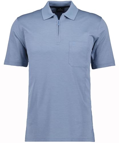Preisvergleich Produktbild RAGMAN Herren Softknit-Polo mit Zip, fein gestreift L, Blau-717