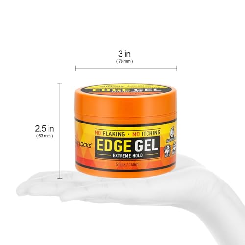AllDay Locks Edge Gel Extreme Hold - Hair Gel for Maximum Control & Braiding, Natural Edge Booster & Fixer for Women & Men, Sleek Moisturizing Formula, No Frizz, Flakes, or Grease (1.76oz) (5oz)