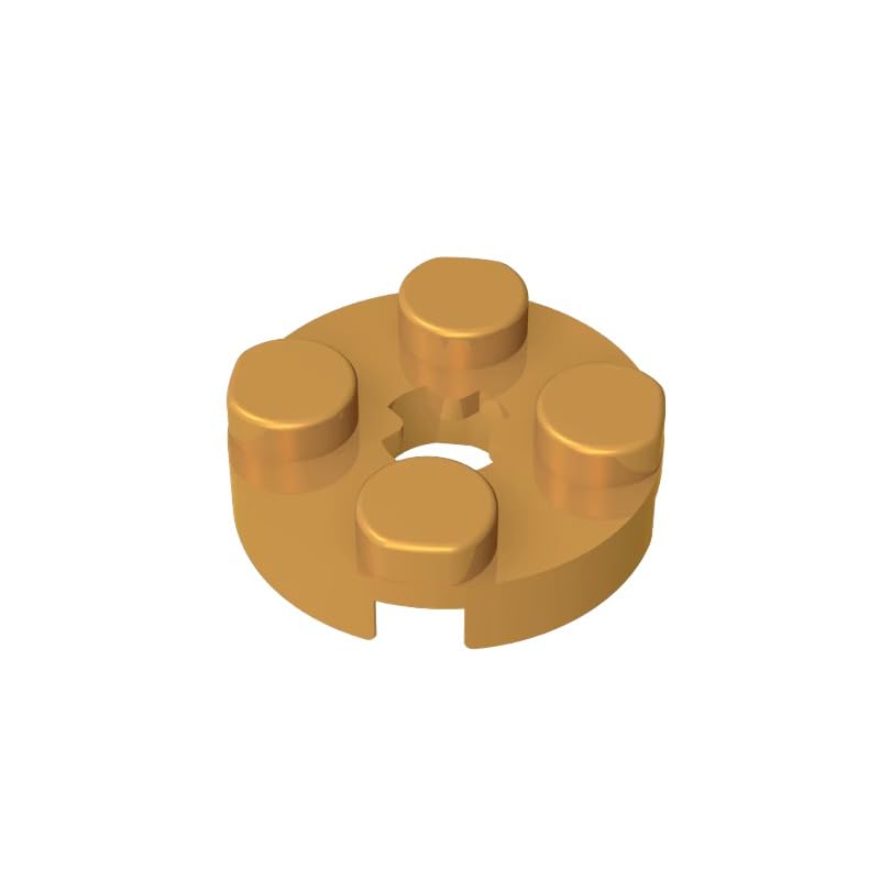 Gobricks 4032 Circular Plate Plate Round 2x2 with Axle Hole Type 1 (+ Opening) 50 Pieces GDS-609 Compatible with Lego Building Blocks Color:Pearl Gold