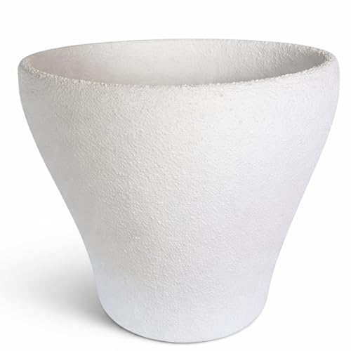 Ceracor Ceramicas Maceta Exterior Hecha a Mano - Macetero Decorativo Blanco | 27x27x24 cm | Diseño Moderno Minimalista | Ligero y Resistente | Ideal Plantas Medianas | Interior y Exterior