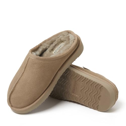 Image of Fireside by Dearfoams Women's Greta Genuine Shearling Clog Slippers, 100% Natural Suede Clogs for Outdoor & Indoor