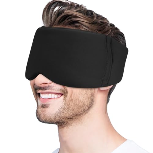 Hilph Schlafmaske Verdunkelung mit Klettverschluss, Schlafmaske für Damen und Herren, Augenmaske zum Schlafen Schwarze Weiche Augenabdeckung zum...