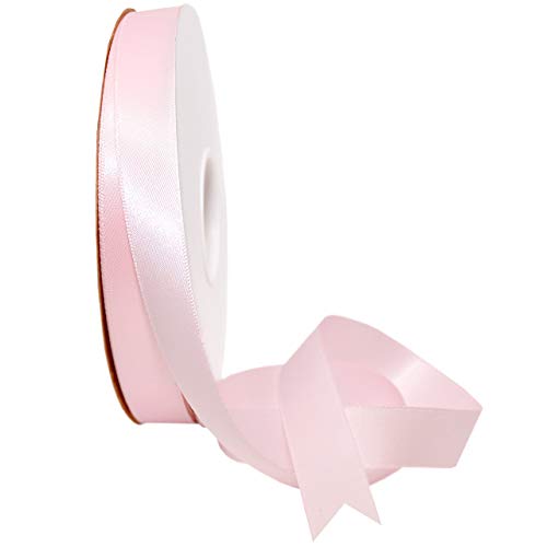 Image of Morex Ribbon 08816 /50-115 Double Face Satin Ribbon, 3 /8 inchx 50 Yd, Powder Pink