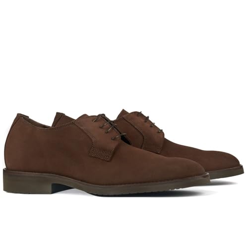 MASALTOS Aufzug Schuhe Herrenschuhe die auf unsichtbare Weise Ihre Körpergrösse bis zu 7 cm erhöhen. Modell Lawson (Braun, EU Schuhgrößensystem, Erwachsene, Herren, Numerisch, M, 42)