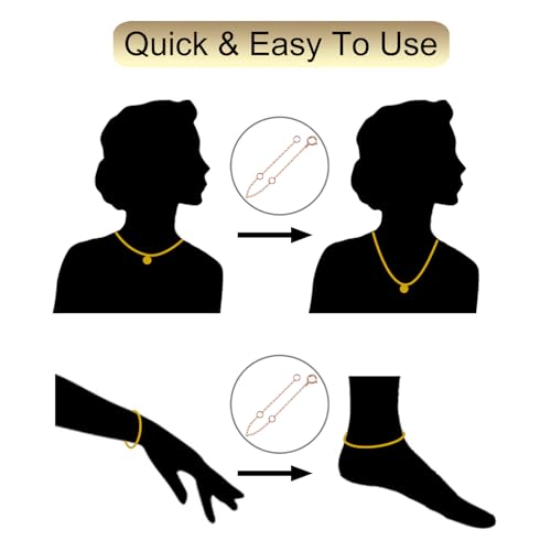 Image of 14K Solid Gold Necklace Extender Real Bracelet Extender 2 3 4 Inch Durable Adjustable Chain Gold Anklets Extension for Women 2 inch 3 inch 4 inch (14K Rose Gold-2 IN)