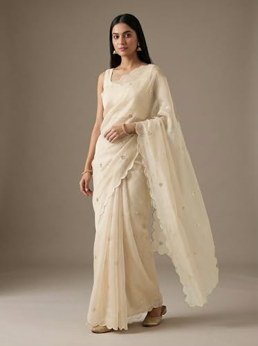 Image of Women's Pure Fandy Satin Sequin Embroidered work Saree with Dupion Unstitched Blouse Piece
