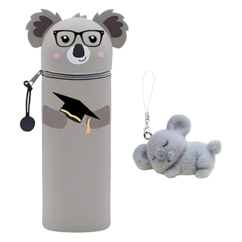 JSTHHTT Trousse Ecole 2 en 1 en Silicone Souple, Kawaii Trousse à Crayons Koala Fermeture à...