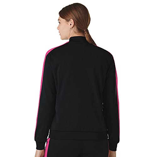 PUMA Jaqueta feminina padrão de tricô com zíper frontal, sombra de orquídea preta, 1X