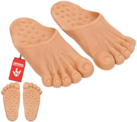 Nicky Bigs Novelties Jumbo Funny Bare Feet Slippers Caveman Feet Adult Halloween Costume Accessories, Beige, One size