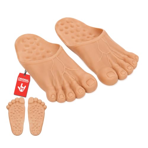Nicky Bigs Novelties Morph Jumbo Big Foot Shoe Covers - Funny Bare Feet Slippers Caveman Monster Realistic Giant Feet Adult Halloween Costume Accessories