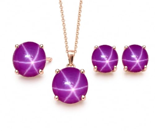 FineSilver Jewelers Pink Star Ruby 4-Piece Set