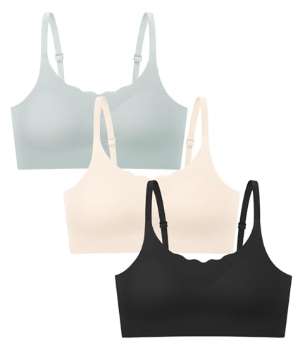 Kakamin Girls Seamless Training Bra Sports Bra with Padding for Teen Girl Adjustable Strap Size10-12Years.