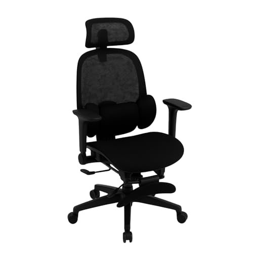 NATURFEN オフィスチェア メッシュ デスクチェア 独立型3ゾーンランバーサポート 疲れない  ゲーミングチェア 2Dヘッドレスト 4Dアームレスト パソコンチェア オットマン リクライニングロック 勉強椅子 事務椅子 キャスター付き ワークチェア (Black)