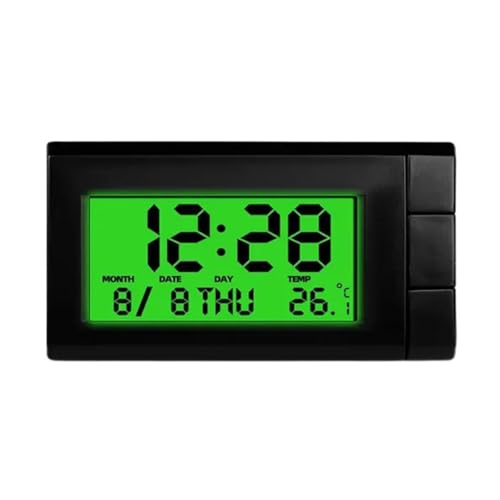 RYGRZJ Horloge numérique pour tableau de bord de voiture, calendrier automobile, vert, 1 pièce