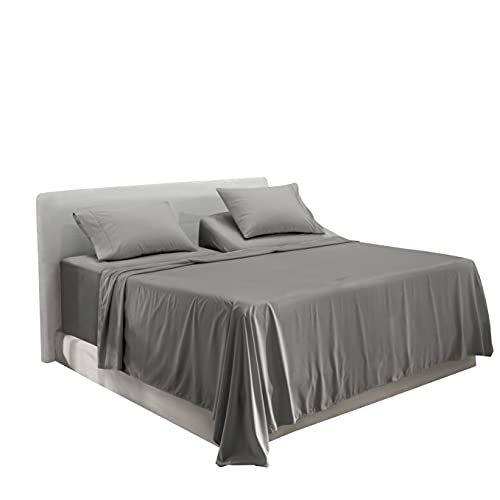 Image of Hearth & Harbor Extra Deep Pocket Split King Sheets - 5 Piece Hotel Luxury Bed Sheets Set Fits Up to 24 inch Mattress - Soft & Breathable Luxury Split King Bed Sheet Set, Split King, Charcoal Stone Gray