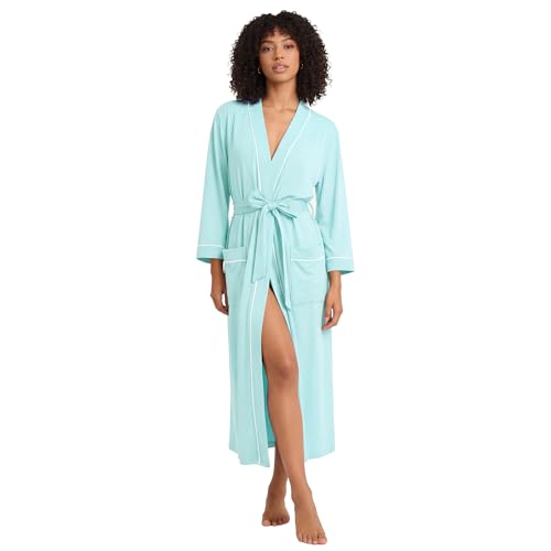 Image of HEARTNICE Womens Cotton Robe, Soft Kimono Spa Knit Long Bathrobe Lightweight Loungewear