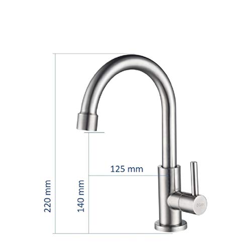 Torneira Banheiro/Lavabo Inox Giratória Mesa Curta NOX04 Doan
