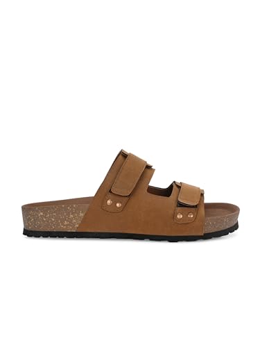 Image of EL PASO Men's Leather Cushioned Cork Sole Sandal Slippers (Size 6 to 12)
