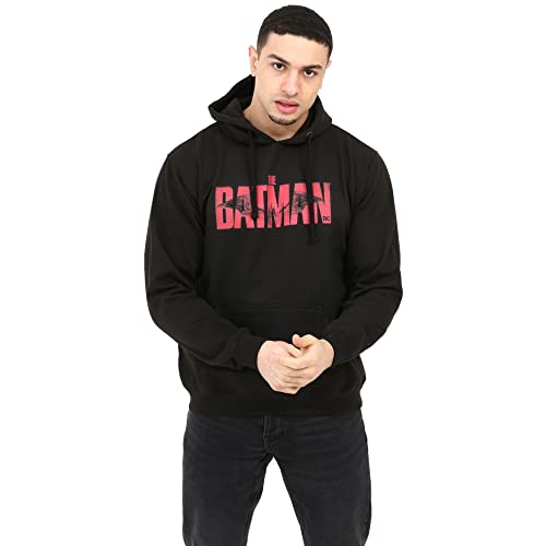 DC Comics El Batman Sudadera con Capucha, Negro, M para Hombre