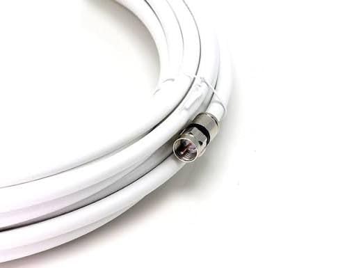 PPC Perfect Flex RG6 Coaxial Cable 20ft – Tri-Shield 77% Braid, 75 Ohm, White, with Pre-Installed F-Type Connectors – High Performance for TV, Internet, and Satellite