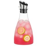 Purefold 44 Ounce Glass Carafe with Stainless Steel Lid, Ice Tea Pitcher, Juice jar, Tea & Coffee Maker, Perfect Drinkware for Hot and Cold Water Pitcher