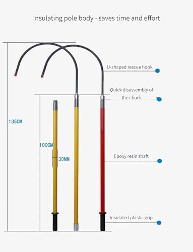 High Voltage Insulated Hook Stick, 0.4Kv-220Kv, Detachable Hook, 300cm/117in, Safety Utility Tool for Electricians, Includes Storage Bag (Green)