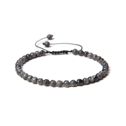 Bracelet Labradorite perles 4mm avec inclusions et cordon réglable robuste