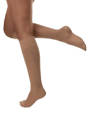 Divertd Class I Compression Stockings for Women Padded - Ultimate Comfort and Relief for Varicose Veins and Swollen Legs, Nude - L/XL