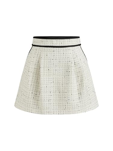 CIDER Mini Skirt for Women Tweed Mid Waist Contrasting Binding Pocket Short Skirt Skirts for Women
