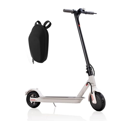 ESTVELO Patinete eléctrico, patinete eléctrico plegable para adultos, rango de 12/18 millas, neumático de 8.5 pulgadas, control de aplicación, doble frenado (blanco, 18 millas)