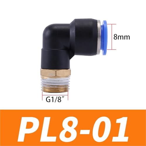 Raccord coudé rapide pneumatique robuste à filetage mâle 3/8" PL8-01