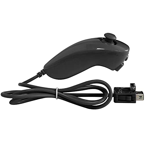 OSTENT Motion Based Wired Nunchuck Controller for Nintendo Wii Console Video Game (Black)