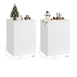 VASAGLE Kailyn Kollektion - Nachttisch mit Steckdosenleiste, 2er Set, Beistelltisch, 3 Schubladen, 2 AC-Steckdosen, 2 USB-A-Anschlüsse, modern, wolkenweiß LET831W14