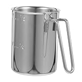 Garneck Taza Medidora de Acero Inoxidable con Asa y Escala Integrada para Arroz y Líquidos Herramienta Multifunción para Cocinar y Medir Ingredientes Secos y Húmedos Cocinas Domésticas