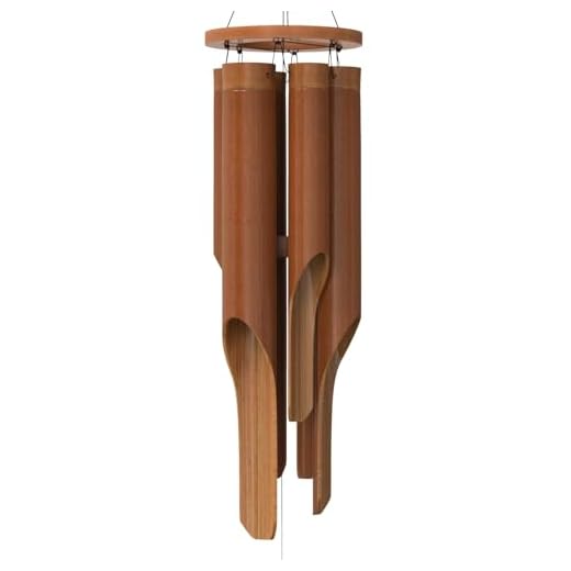 Nalulu Classic Bamboo Wind Chimes - Outside Outdoor Wood Wooden Windchimes, Medium, Handcrafted with Calming Deep Tones, Ideal Home Decor or Gift for Any Occasion