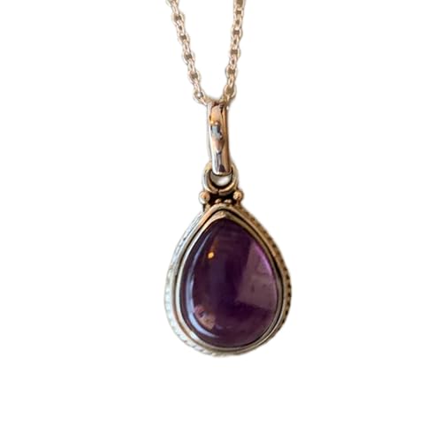 Pendentif poire en améthyste naturelle rouge collier argent 925 45 cm