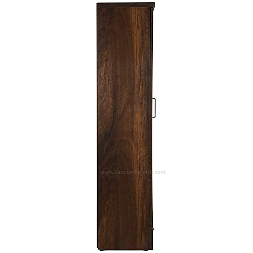 Image of CASPIAN Engineered Wood 1 Door Wardrobe | Pre-Assembled Wooden Almirah for Bedroom Storage | Single Door Cupboard with Drawer, Hanging Space & Shelves | Compact Clothes Organizer | Brown