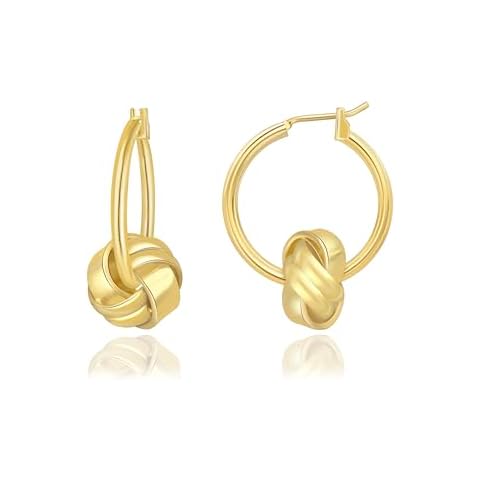 Surrounded Forest Gold Hoop Earrings Gold Knot Earrings for Women,Hypoallergenic Hoops for Women 25mm Cover