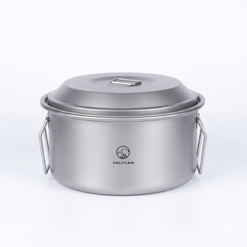 Valtcan Titanium 2800ml Steamer Pot, 511g Ultralight with Foldable Handles, Removable Steam Basket & Mesh Carry Bag for Backpacking, Camping & Home Cookware Pure Titanium, No Metal Taste
