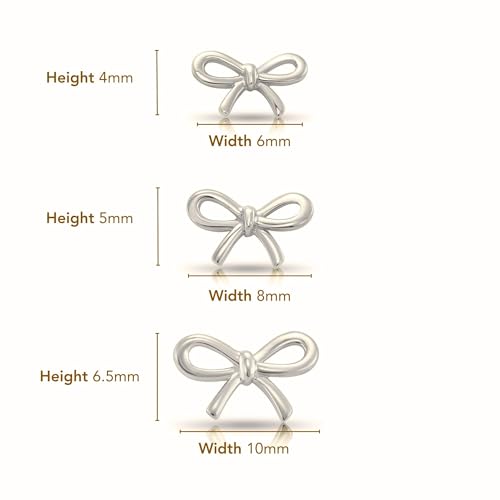 14k Solid Gold Ribbon Bow Stud Earrings with Secure Screw-backs4