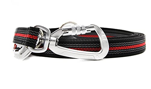 Twinkys Dog Style Verstellbare Hundeleine gummiert 20 mm breit mit Sicherheitskarabiner 3 Meter Schwarz Rot Cover