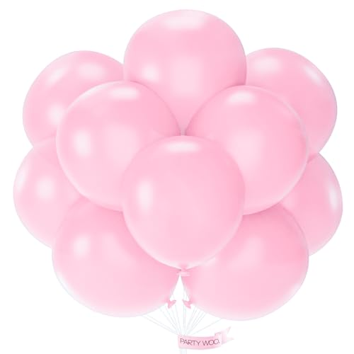 Image of PartyWoo Baby Pink Balloons 20pcs 18 Inch Pastel Pale Light Pink Latex Helium Balloons for Baby Shower Gender Reveal Easter Bachelorette Wedding Bridal Shower Birthday Party Decorations Pink-Q05