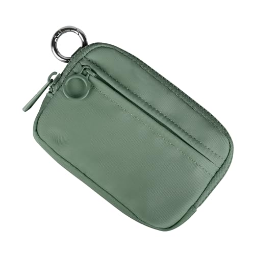 Image of The Iris Wallet Zipper Mini Coin Purse Keychain ID Holder Wallet | Zip Card Case with ID Window Purses for Women Mini Portable Keychain Wallet,Olive Green