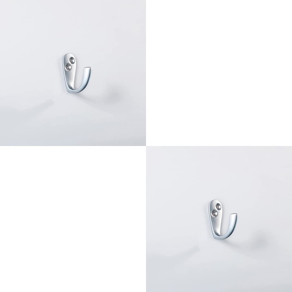 2 Pack | Victorian One Piece Single Bathroom Robe Hook - 40mm Projection - Satin Chrome | Cloak Room Hat and Coat Hook - Wall Mounted Cupboard Organizer - Bathroom Robe Hook