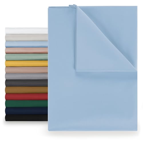 Blumtal® Basic Betttuch 180x275 cm für Matratzen 120x200 cm - Bettlaken ohne Gummi - Oeko-TEX zertifiziertes Betttuch ohne Gummi - Leintuch aus gebürstetem Microfaser- Leintuch 120 x 200 cm in Blau
