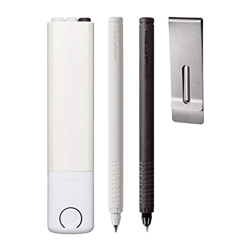 Set de 3 bolígrafos Uni-Ball R: E+ con estuche blanco perla miniatura 2