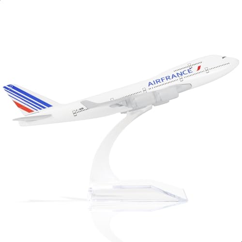 QIYUMOKE Modèle d'avion 1/400 pour Air France 747 avec Support (6 Pouces de Long) pour modèle d'avion en Alliage Boeing 747 Cadeau pour Les Amateurs...