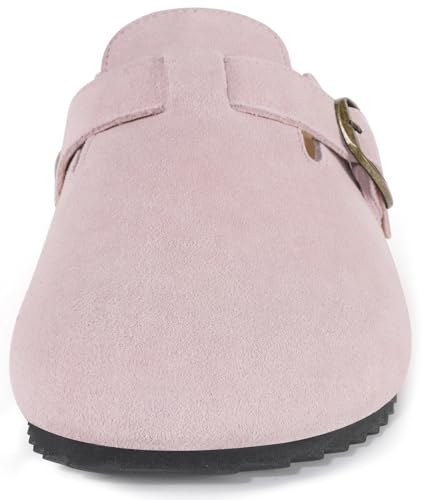 Image of ZUSERIS Suede Clogs for Women Men Wide Width Leather Mules | Soft Cork Footbed,Arch Support,Comfort Potato Shoes